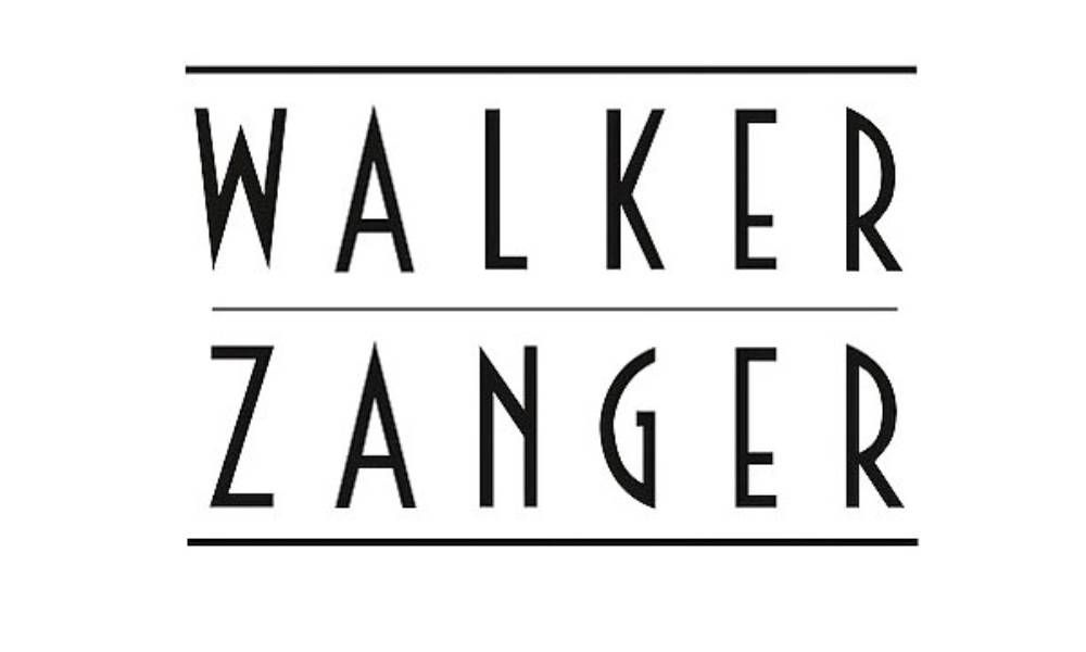 Black-and-white Walker Zanger logo with stacked text between horizontal lines
