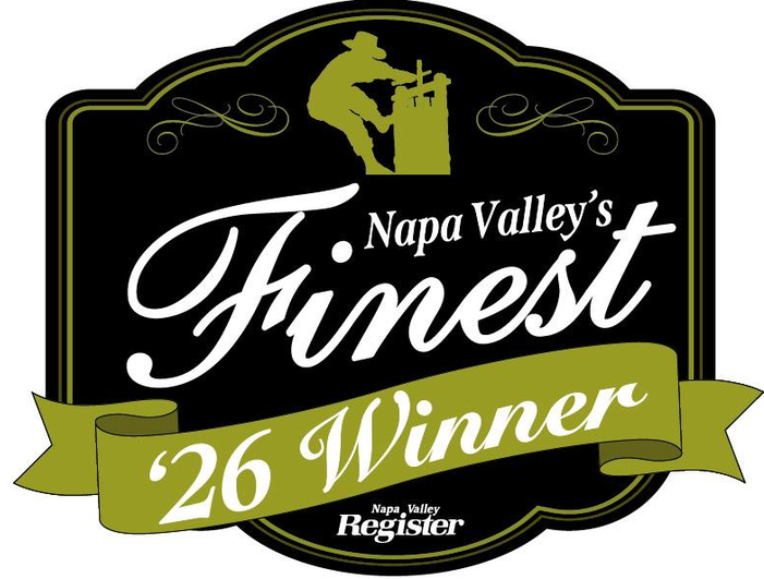 Napa Valley’s Finest ’26 Winner badge in black, gold, and white, with The Napa Valley Register logo