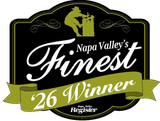 Napa Valley’s Finest 2016 Winner badge, black and gold award seal with newspaper logo