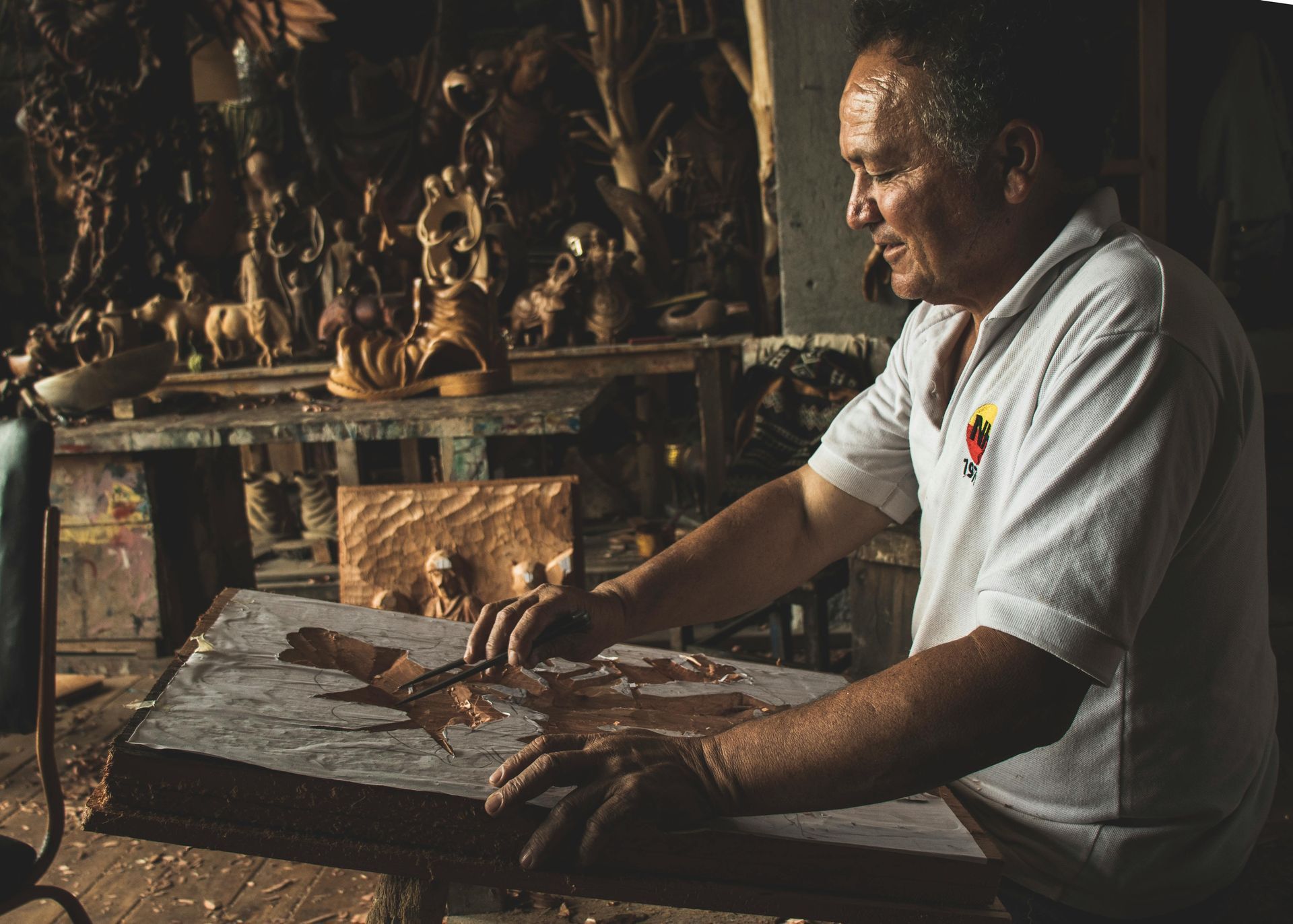 Carpenter working wood
