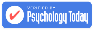 A blue button that says verified by psychology today