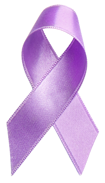 A close up of a purple ribbon on a white background.