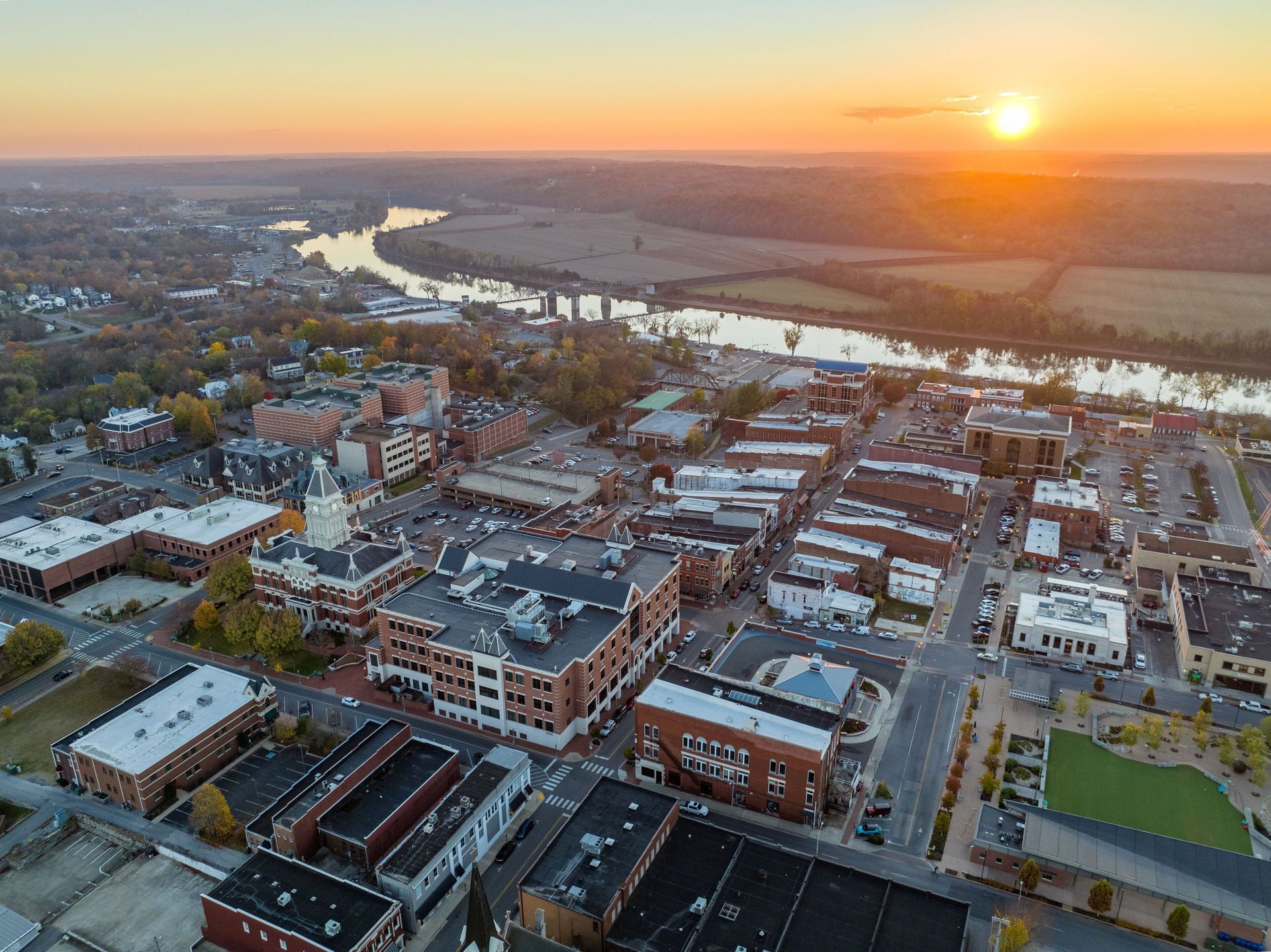 Clarksville TN from above, home of Ortext Termite and Pest Control