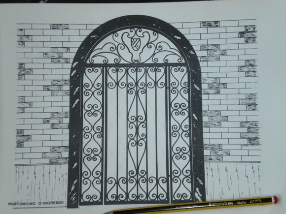disegno cancello in ferro battuto artefer milano