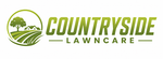 Green and tan Countryside Lawncare logo with a tree, field, and the words “COUNTRYSIDE LAWNCARE”