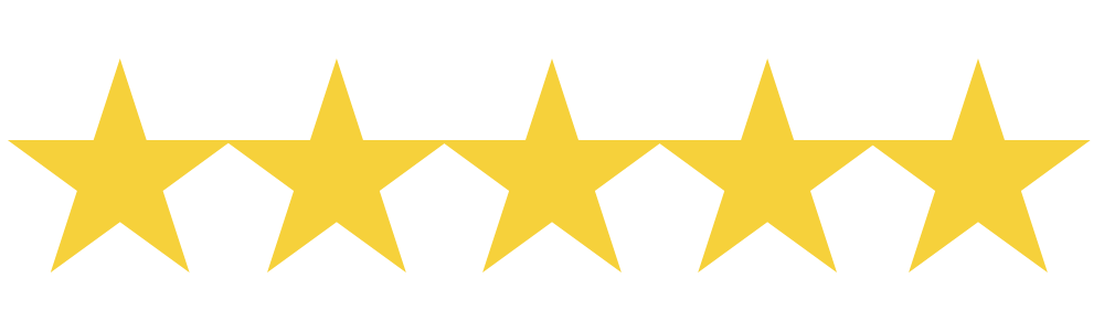 Five yellow, five-pointed stars arranged in a horizontal row to represent a five-star rating.