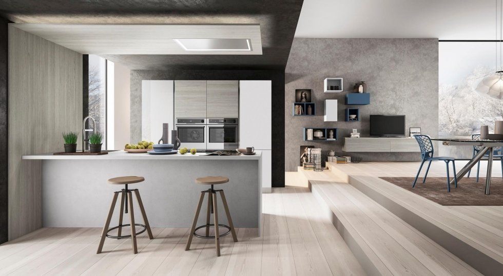 Cucina con gradini
