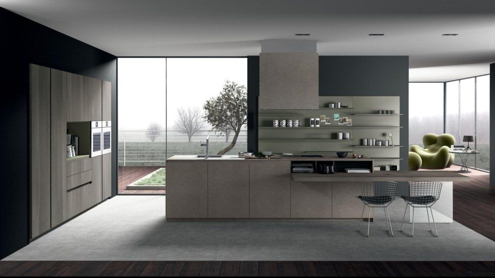 Cucina con vetrata