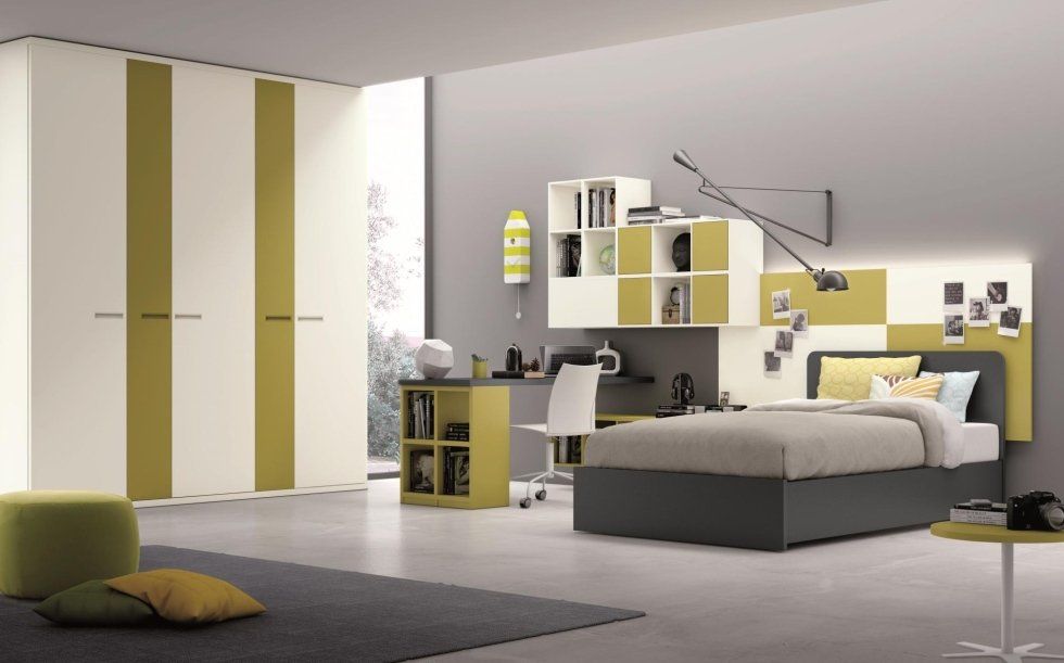 cameretta moderna in toni di grigio