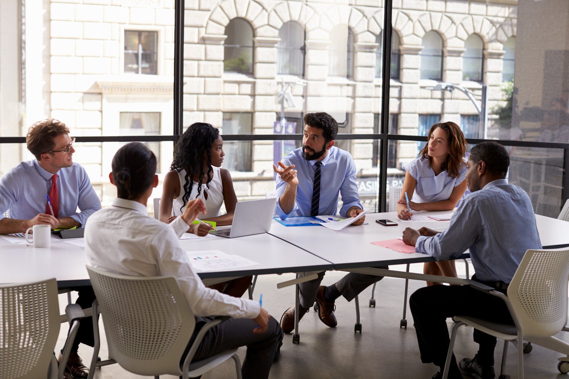 Corporate business team and manager in a meeting,