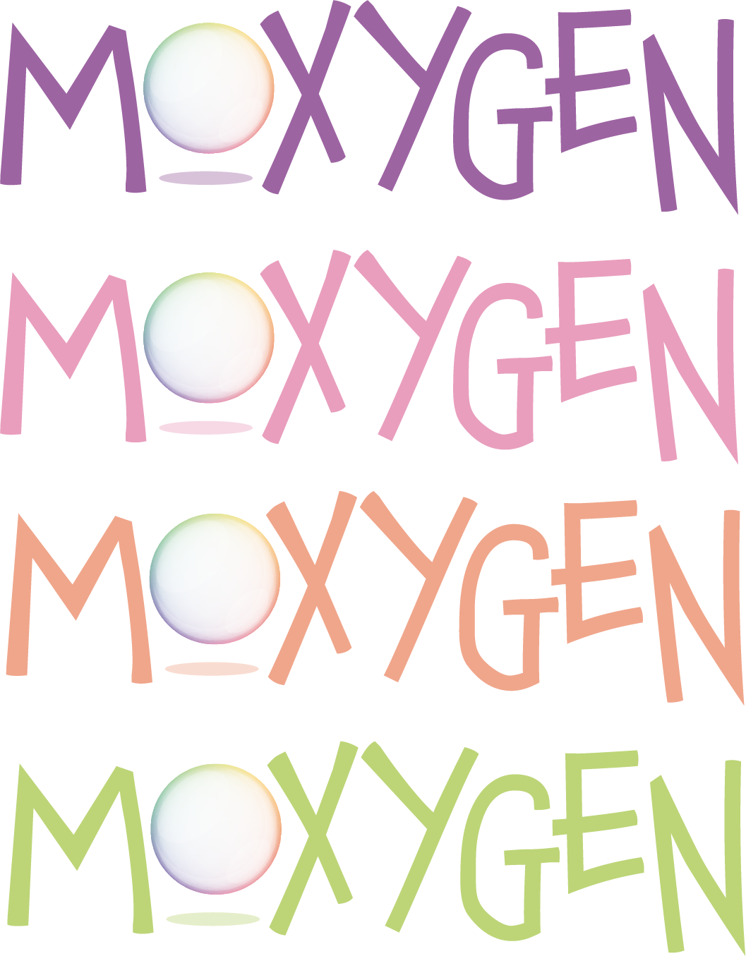 Four stacked logos of the word