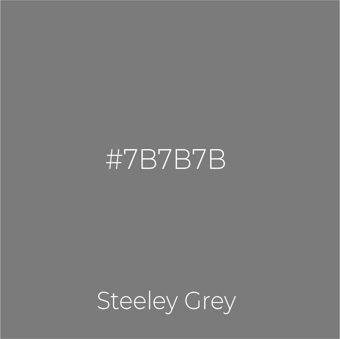 A grey background with the word steeley grey on it.