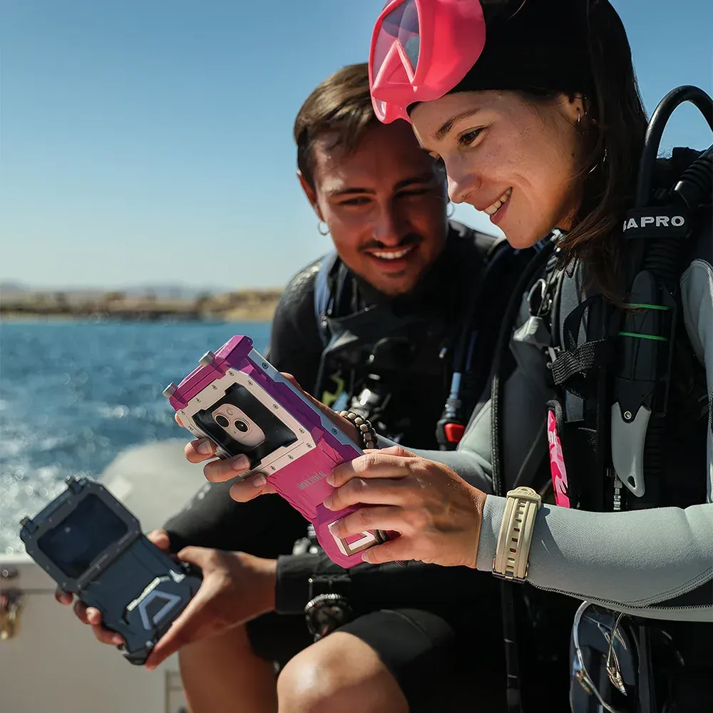 A phone case with a camera attached to it.
