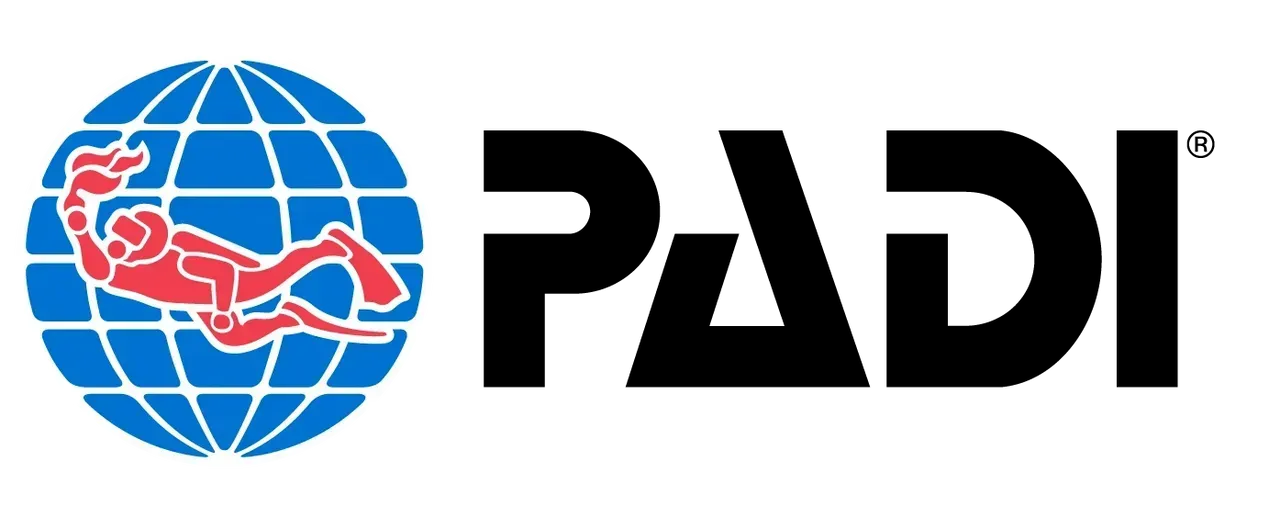 A logo for padi with a scuba diver on a globe
