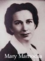 Black-and-white portrait of Mary Mamocha with her name captioned below.