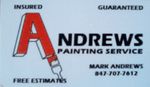 A business card for andrews painting service