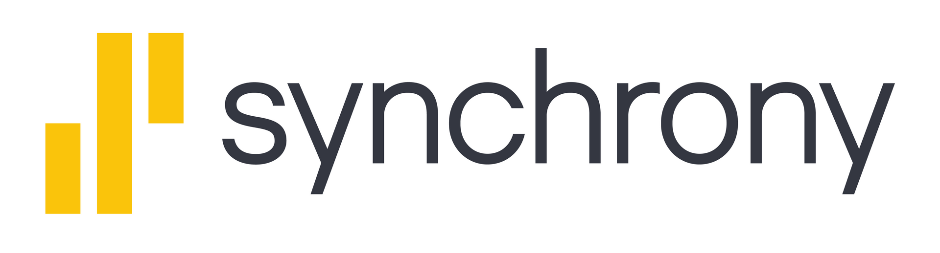 Synchrony logo with yellow bar graphs to the left of the text 