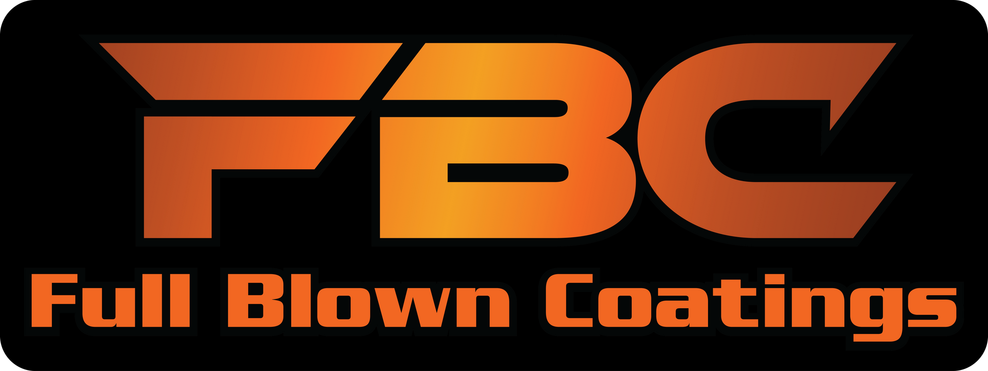 The logo for full blown coatings is orange and black.