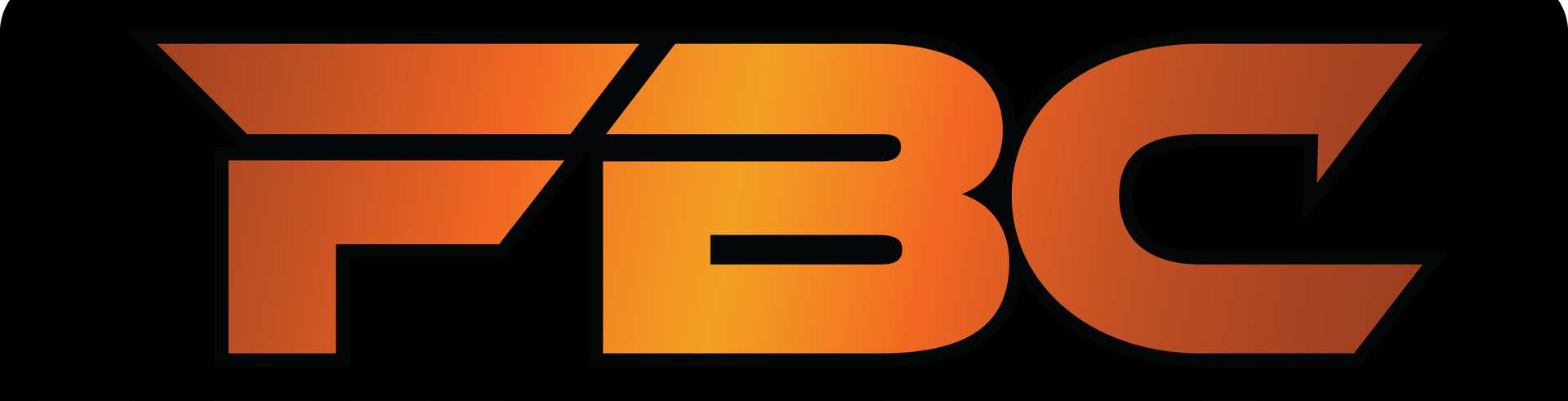 The logo for fbc is orange and black on a black background.