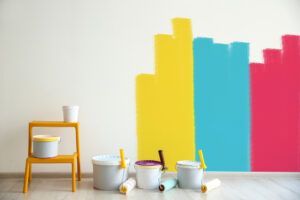 Colorful paint on home walls