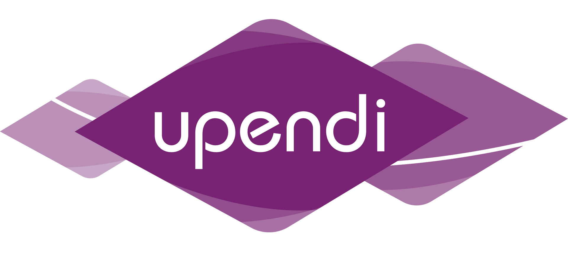 Een paars, ruitvormig logo met het woord