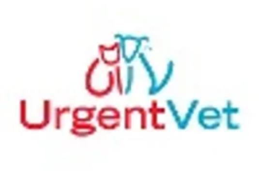 UrgentVet logo with red and teal text and a stylized pet outline above the name