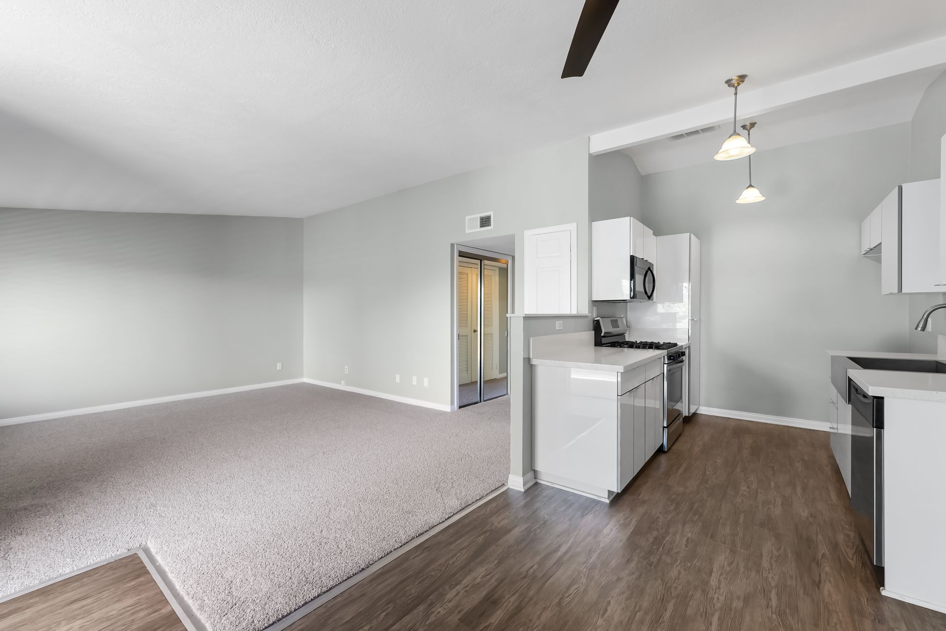 living room and kitchen