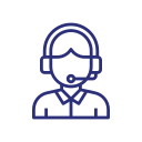 Person wearing headset; customer service or support icon.