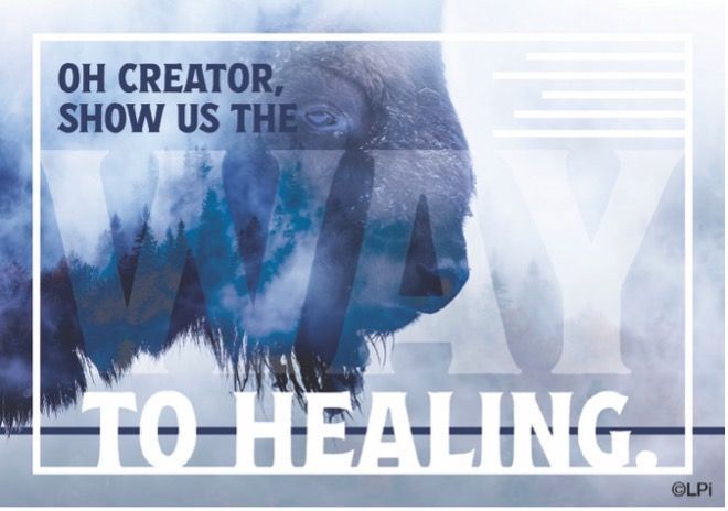 A graphic that says oh creator show us the way to healing.