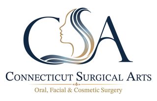 Connecticut Surgical Arts logo with stylized face profile and blue text: “Oral, Facial & Cosmetic Surgery”