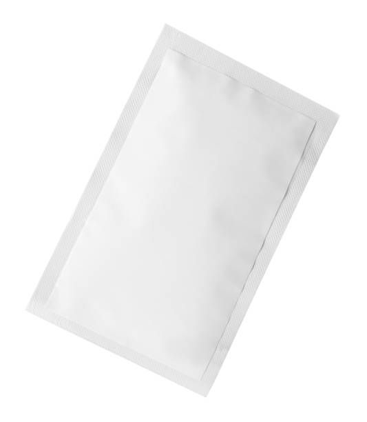 a white packet of sugar on a white background .