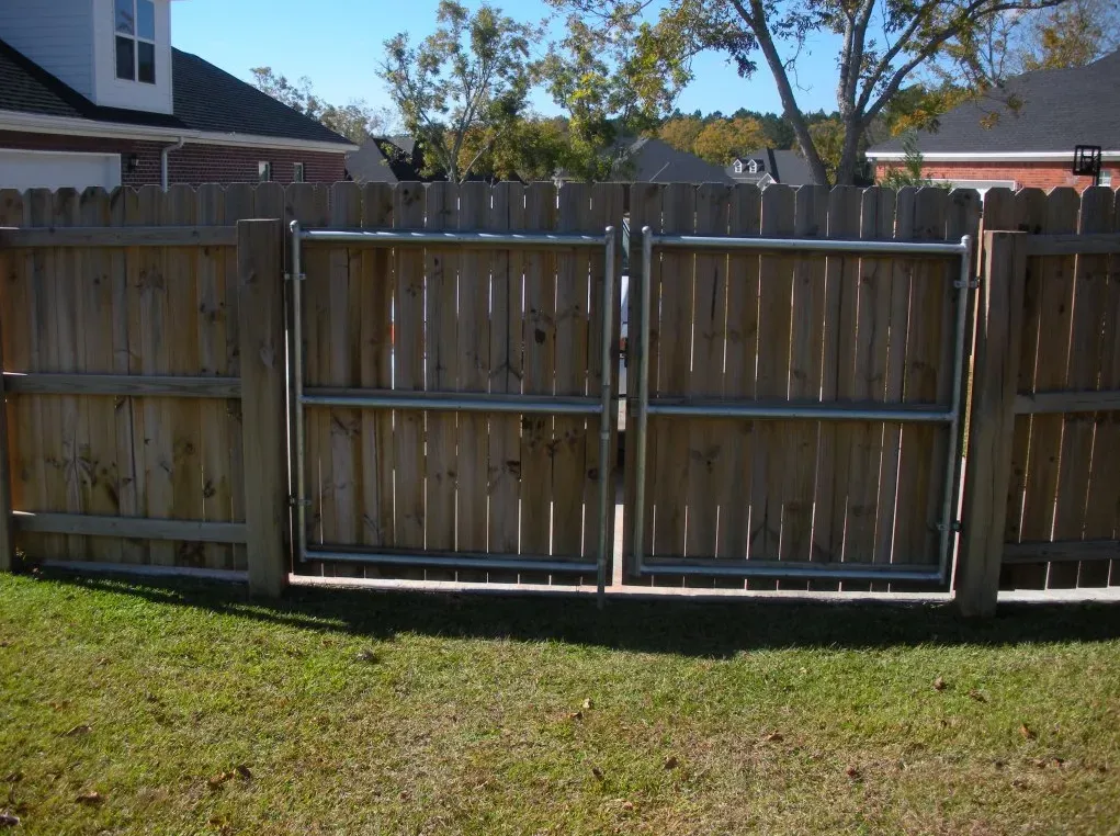 6 Ft. Wood Shadow Box Double Gate — Valdosta, GA — Sims Fence Company