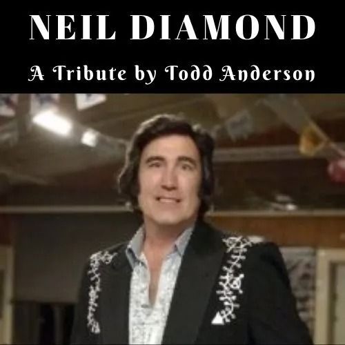 Neil Diamond tribute poster with a man in a black embroidered jacket under the title text.