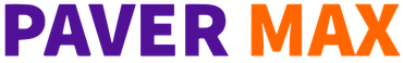 Purple and orange “PAVER MAX” logo on a white background