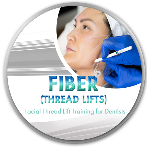 An advertisement for fiber thread lifts facial thread lift training for dentists