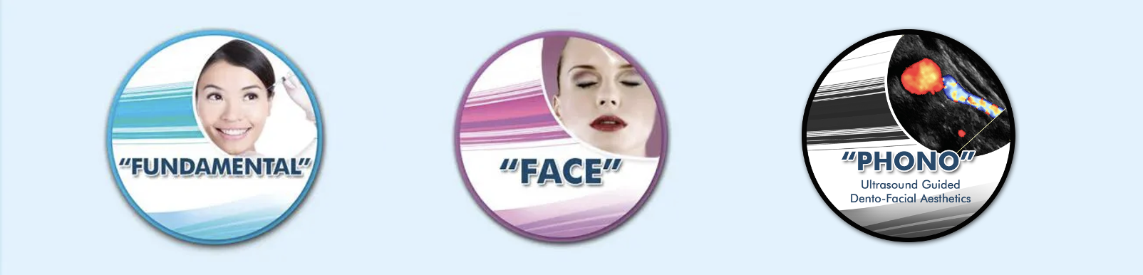 Three circles with a woman 's face in one of them