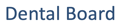 The word dental board is on a white background.