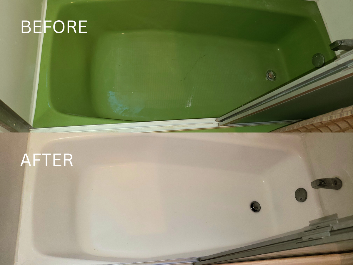 Elegant bathroom with wooden accents highlighting professional bathtub refinishing.