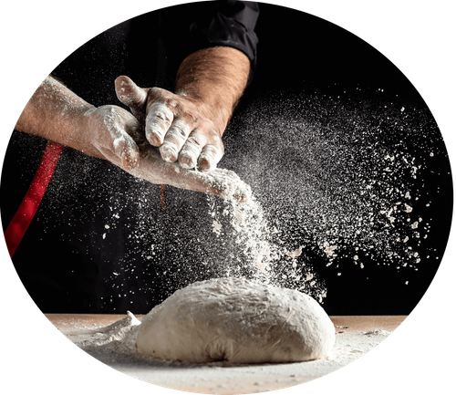 Hands in Dough & Flour for making bread