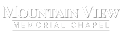 White “Mountain View Memorial Chapel” sign/logo on a light background