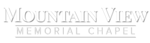 White “Mountain View Memorial Chapel” sign/logo on a light background