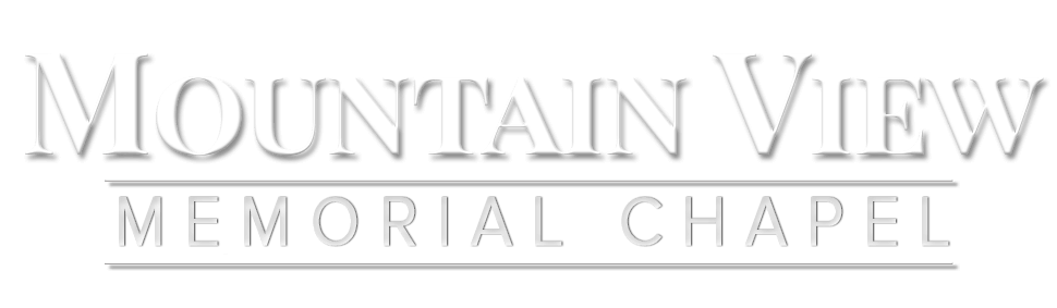 White “Mountain View Memorial Chapel” sign/logo on a light background