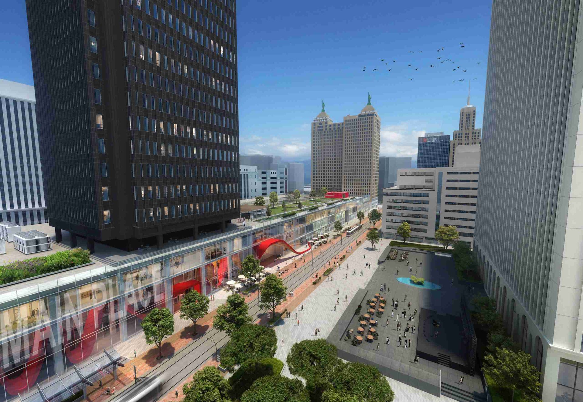 birdseye view of downtown buffalo