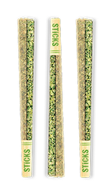 Three pre-rolled cannabis joints with 