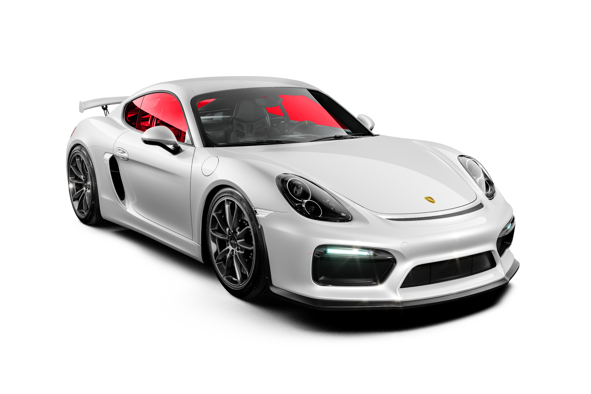 White sports car on a white background, angled front-left view
