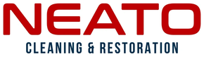 NEATO Cleaning & Restoration logo in red and blue text on a white background