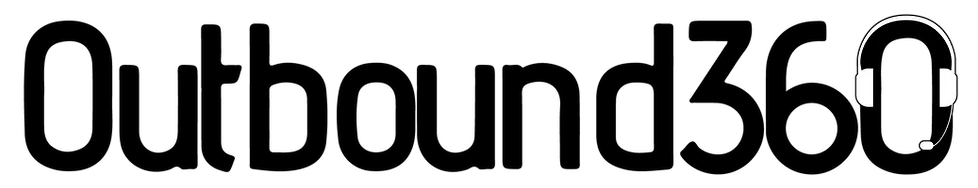 A black and white logo for outbound360 on a white background