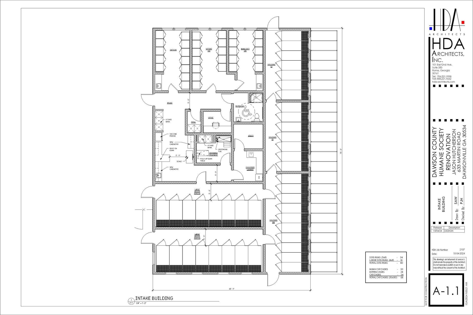Architectural floor plan with stairs, rooms, and a right-side title block.
