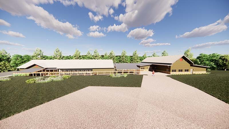Dawson Humane Society Rendering exterior, view from road