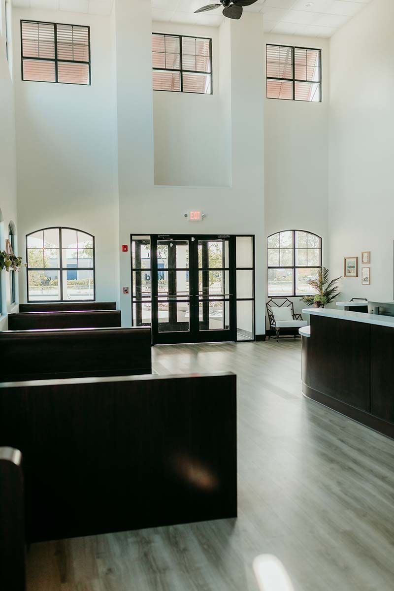 Interior workspace with built-in cabinetry and workstation at Kind Animal Care clinic